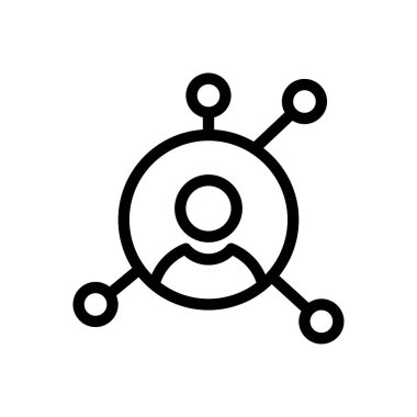 Şeffaf bir arkaplan üzerinde kullanıcı ağı vektör çizimi. Konsept ve grafik tasarımı için ince çizgi simgesi.. 