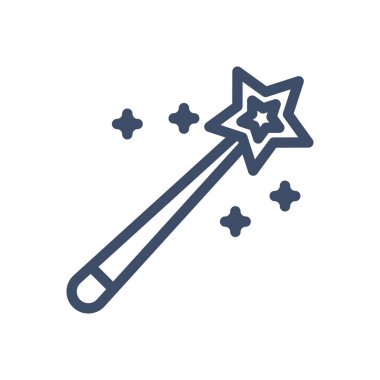 Şeffaf bir arkaplanda sihirli çubuk vektör çizimi. Konsept ve grafik tasarım için ince çizgi simgesi.. 