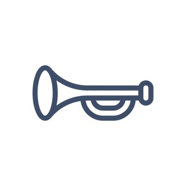 Şeffaf bir arkaplanda trompet vektör çizimi. Konsept ve grafik tasarım için ince çizgi simgesi.. 