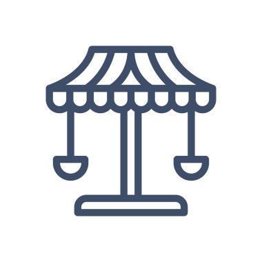 Şeffaf bir arkaplan üzerinde atlıkarınca vektör çizimi. Konsept ve grafik tasarım için ince çizgi simgesi.. 