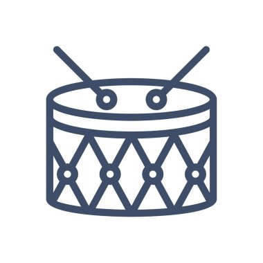 Şeffaf arkaplan üzerinde davul vektör çizimi. Konsept ve grafik tasarım için ince çizgi simgesi.. 