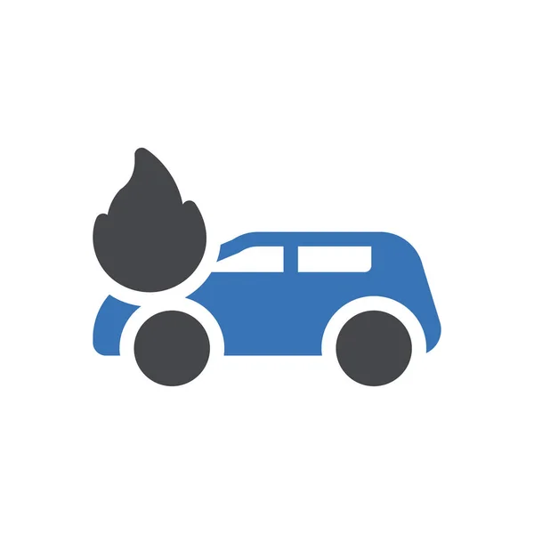 Car Fire Vector Illustration Transparent Background Premium Quality Symbols Glyphs — Vetor de Stock