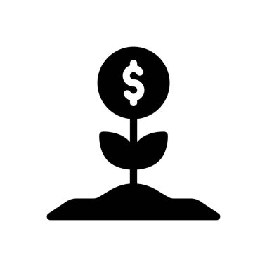 Saydam bir arkaplanda dolar büyüme vektörü illüstrasyonu. Konsept ve grafik tasarım simgeleri için kaliteli semboller..