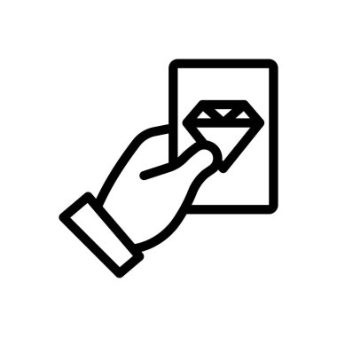 Şeffaf bir arkaplanda elmas kart çizimi. Premium kalite semboller. Konsept ve grafik tasarım için ince çizgi simgesi.