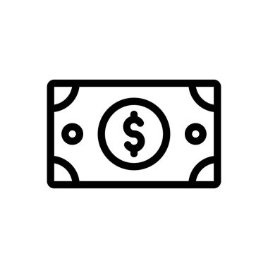 Saydam bir arkaplan üzerinde dolar nakit vektör illüstrasyonu. Premium kalite semboller. Konsept ve grafik tasarım için ince çizgi simgesi.
