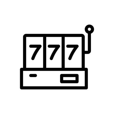 Saydam bir arkaplan üzerinde slot makinesi vektör çizimi. Premium kalite semboller. Konsept ve grafik tasarım için ince çizgi simgesi.