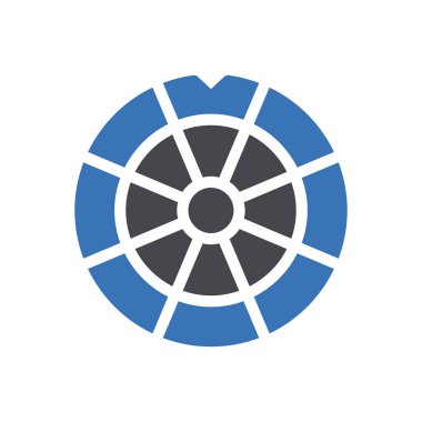 Şeffaf bir arkaplan üzerinde tekerlek vektör çizimi. Konsept ve grafik tasarım simgeleri için kaliteli semboller..