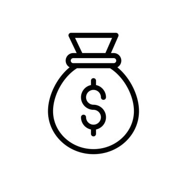 Saydam bir arkaplan üzerinde dolar çanta vektör illüstrasyonu. Konsept ve grafik tasarım için ince çizgi simgesi.. 