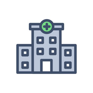 Saydam bir arkaplan üzerinde hastane vektör çizimi. Konsept ve grafik tasarımı için birinci sınıf kalite semboller.. 