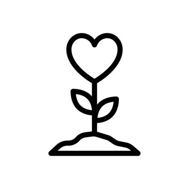 Şeffaf bir arkaplan üzerinde kalp vektör çizimi. Konsept ve grafik tasarım için ince çizgi simgesi. 