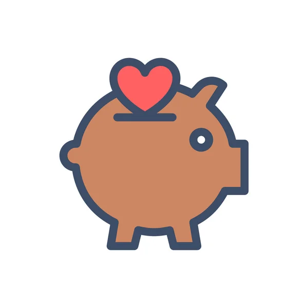 Piggy Vector Illustration Transparent Background Premium Quality Symbols Stroke Icon — Vetor de Stock