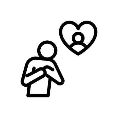 Şeffaf bir arkaplanda sevgi vektör çizimi. Premium kalite semboller. Konsept ve grafik tasarım için ince çizgi simgesi.