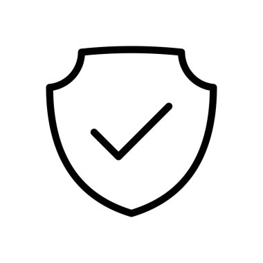 Saydam bir arkaplanda kalkan vektör çizimi. Premium kalite semboller. Konsept ve grafik tasarım için ince çizgi simgesi. 