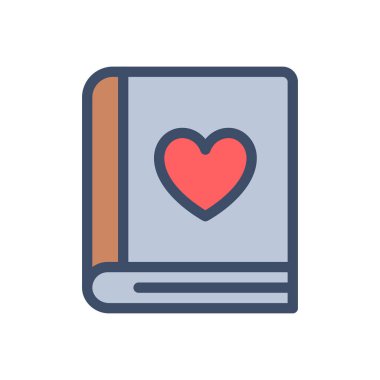 Şeffaf bir arkaplan üzerinde aşk kitabı vektör illüstrasyonu. Konsept ve grafik tasarımı için birinci sınıf kalite simgeler..