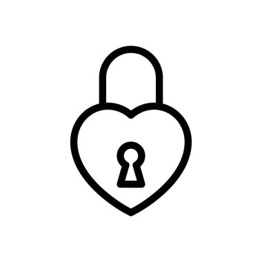 Şeffaf bir arkaplan üzerinde kalp kilidi vektör çizimi. Konsept ve grafik tasarım için ince çizgi simgesi.. 