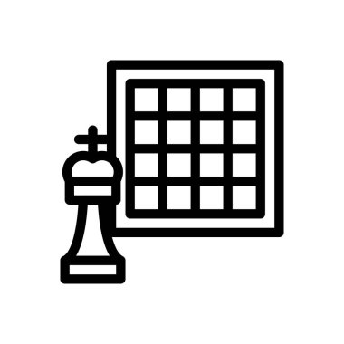 Saydam bir arkaplanda satranç vektör çizimi. Konsept ve grafik tasarımı için ince çizgi simgesi..