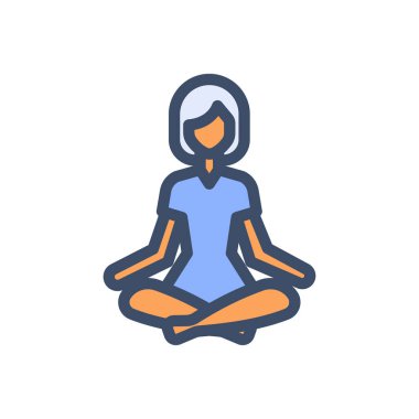 Saydam bir arkaplan üzerinde yoga kadını vektör çizimi. Konsept ve grafik tasarım için premium kalite simgeleri..