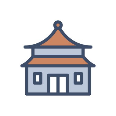 Saydam bir arkaplan üzerindeki tapınak vektör çizimi. Konsept ve grafik tasarımı için birinci sınıf kalite simgeler.. 