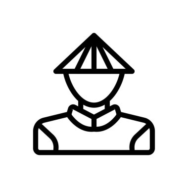 Şeffaf bir arkaplan üzerinde Çince adam vektör çizimi. Konsept ve grafik tasarım için ince çizgi simgesi..