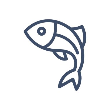 Şeffaf bir arkaplanda balık vektör çizimi. Konsept ve grafik tasarım için ince çizgi simgesi.. 