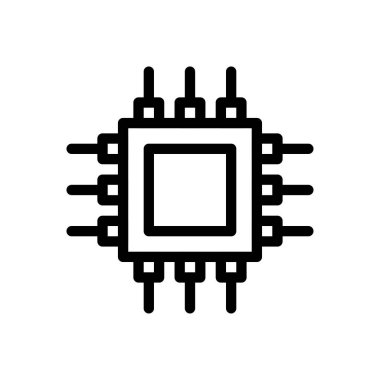 Şeffaf bir arkaplanda çip vektör çizimi. Konsept ve grafik tasarımı için ince çizgi simgesi..