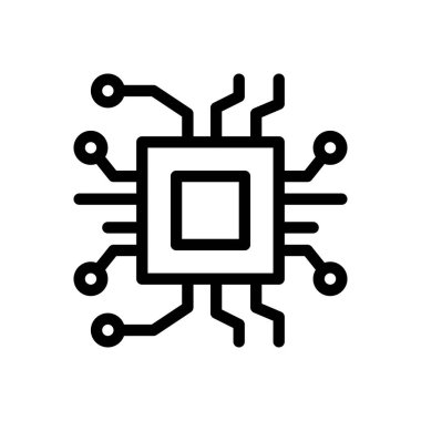 Şeffaf bir arkaplanda çip vektör çizimi. Konsept ve grafik tasarımı için ince çizgi simgesi..