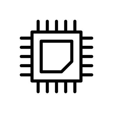 Şeffaf bir arkaplanda çip vektör çizimi. Konsept ve grafik tasarımı için ince çizgi simgesi..