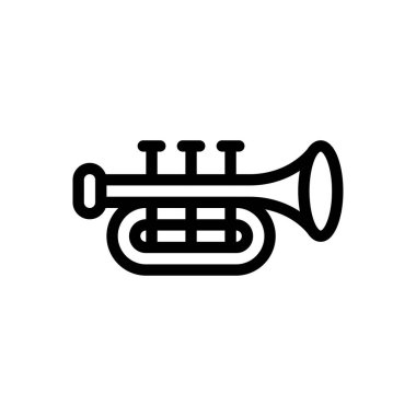 Şeffaf bir arkaplanda trompet vektör çizimi. Konsept ve grafik tasarım için ince çizgi simgesi.. 