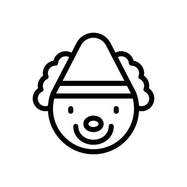 Saydam bir arkaplanda palyaço vektör çizimi. Konsept ve grafik tasarım için ince çizgi simgesi.. 