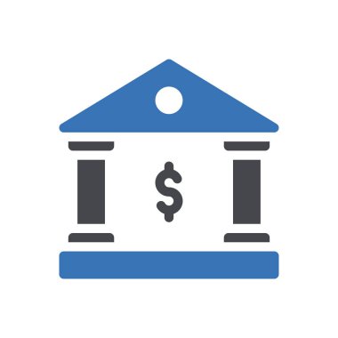 Saydam bir arkaplan üzerinde banka vektör illüstrasyonu. Konsept ve grafik tasarımı için özel kalite semboller..