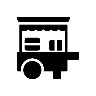 Şeffaf bir arkaplan üzerinde yiyecek standı vektör çizimi. Konsept ve grafik tasarım simgeleri için kaliteli semboller..