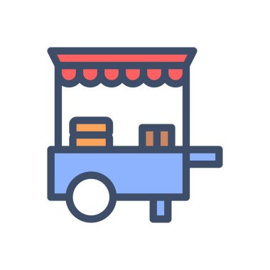 Şeffaf bir arkaplan üzerinde yiyecek standı vektör illüstrasyonu. Konsept ve grafik tasarım için premium kalite simgeleri..