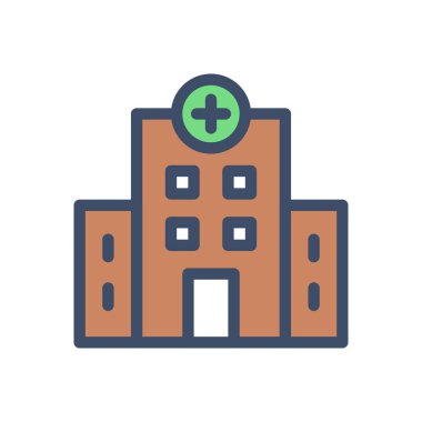 Saydam bir arkaplan üzerinde hastane vektör çizimi. Konsept ve grafik tasarımı için birinci sınıf kalite semboller..