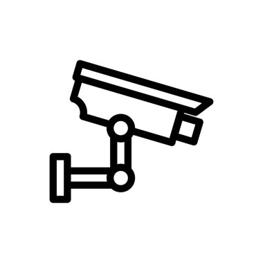 Saydam bir arkaplan üzerinde CCTV vektör çizimi. Premium kalite semboller. Konsept ve grafik tasarım için ince çizgi simgesi.