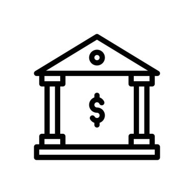 Saydam bir arkaplan üzerinde banka vektör çizimi. Premium kalite semboller. Konsept ve grafik tasarım için ince çizgi simgesi.