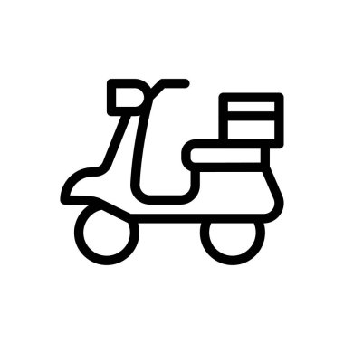 Saydam bir arkaplan üzerinde scooter vektör çizimi. Premium kalite semboller. Konsept ve grafik tasarım için ince çizgi simgesi.