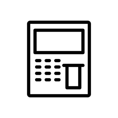 Saydam bir arkaplanda atm vektör illüstrasyonu.Premium kalite simgeleri. Konsept ve grafik tasarım için ince çizgi simgesi.