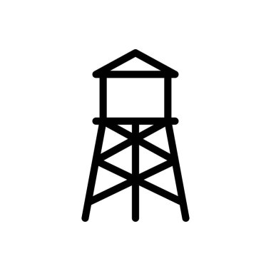 Şeffaf bir arkaplan üzerinde su kulesi çizimi. Premium kalite semboller. Konsept ve grafik tasarım için ince çizgi simgesi.