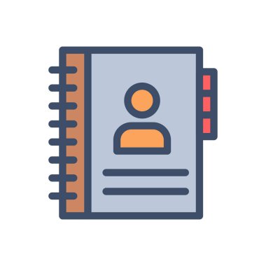 Saydam bir arkaplan üzerinde irtibat kitabı vektör illüstrasyonu. Konsept ve grafik tasarımı için prim kalite simgeleri..