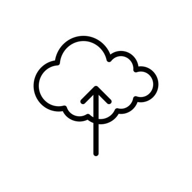 Şeffaf bir arkaplan üzerine bulut yükleme vektör illüstrasyonu.Premium kalite sembolleri. Konsept ve grafik tasarım için ince çizgi simgesi. 