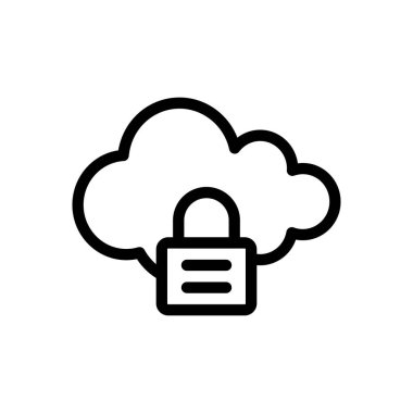 Şeffaf bir arkaplan üzerinde bulut kilidi vektör çizimi. Konsept ve grafik tasarım için ince çizgi simgesi..