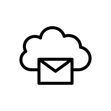 Şeffaf bir arkaplanda bulut mesajı vektör çizimi. Konsept ve grafik tasarım için ince çizgi simgesi.. 