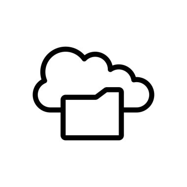 Şeffaf bir arkaplanda bulut dizini vektör çizimi. Konsept ve grafik tasarımı için ince çizgi simgesi.. 