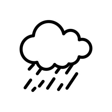 Şeffaf bir arkaplanda yağmur vektör çizimi. Konsept ve grafik tasarım için ince çizgi simgesi..