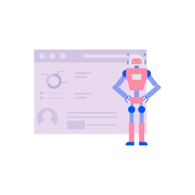 Robot, bir web sitesinde grafik raporu üzerinde çalışıyor..