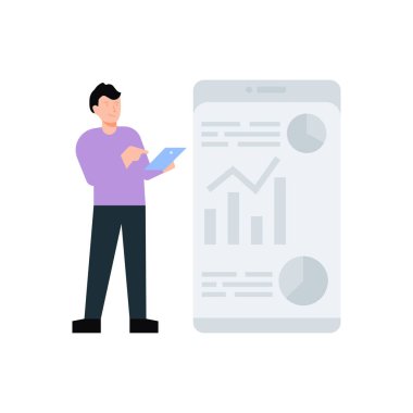 Cep telefonundaki grafiğe bakan çocuk.