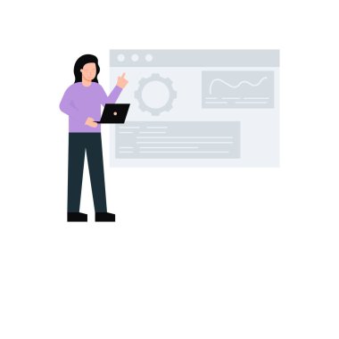 Web sayfası ayarları üzerinde çalışan kız.