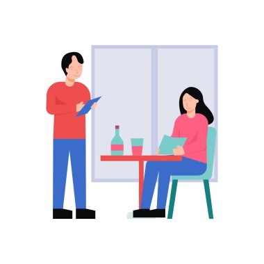 Oğlan kızdan yemek siparişi alıyor..