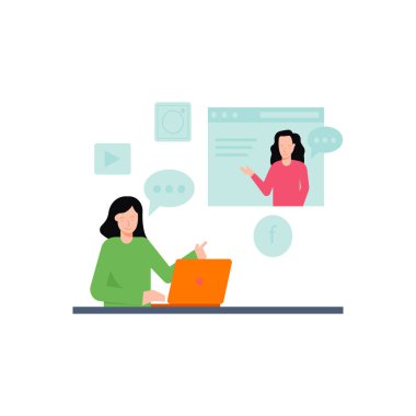 Kız laptopuyla çalışıyor..