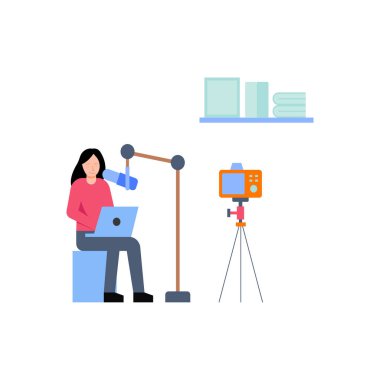 Kız podcast yapıyor..